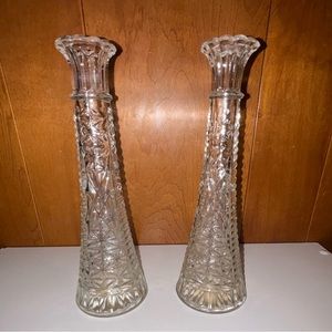 vintage glass flower vases (2 pair)